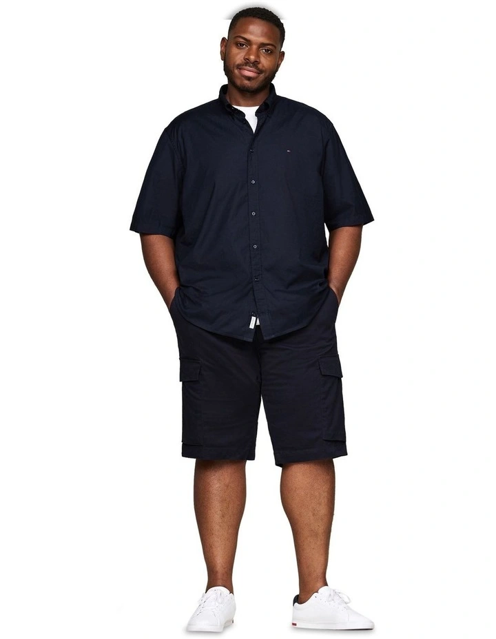 Big & Tall TH Flex Short Sleeve Poplin Shirt in Blue image 3