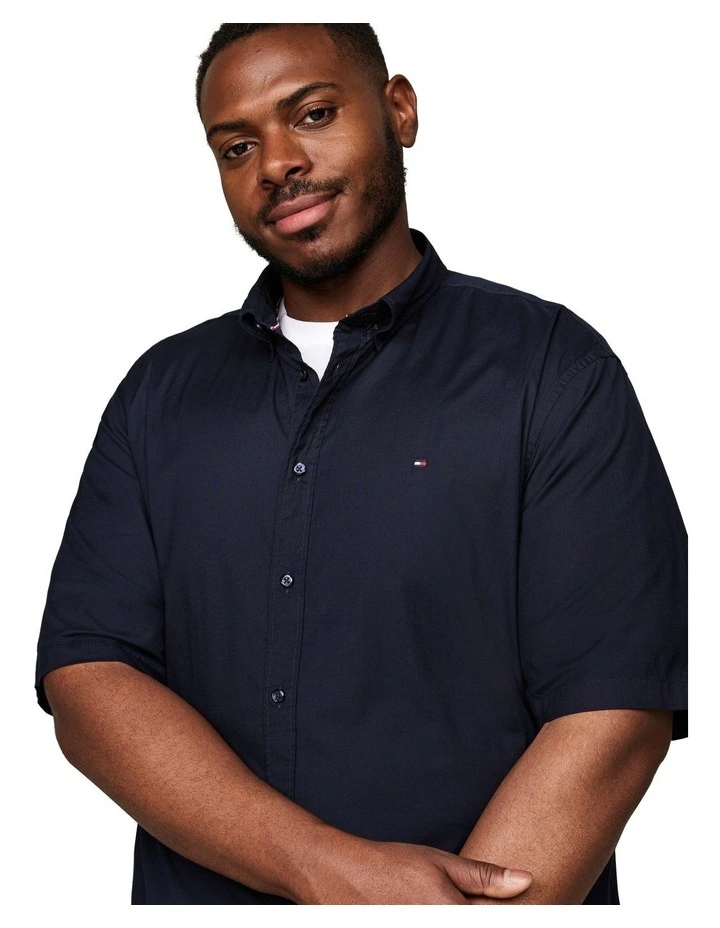 Big & Tall TH Flex Short Sleeve Poplin Shirt in Blue image 4