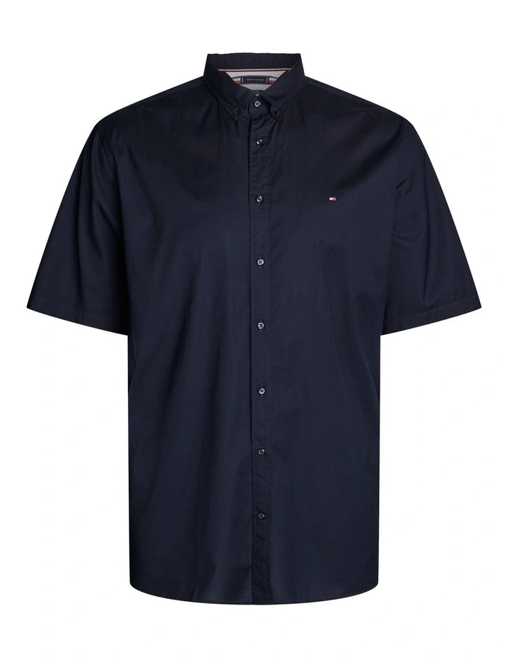 Big & Tall TH Flex Short Sleeve Poplin Shirt in Blue image 5