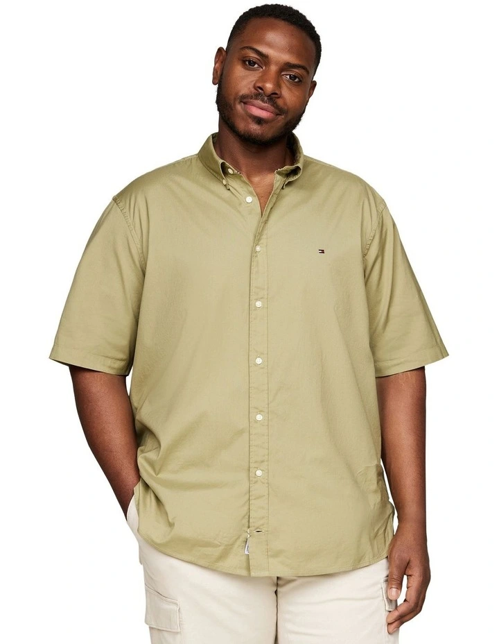 Big & Tall TH Flex Short Sleeve Poplin Shirt in Green image 1