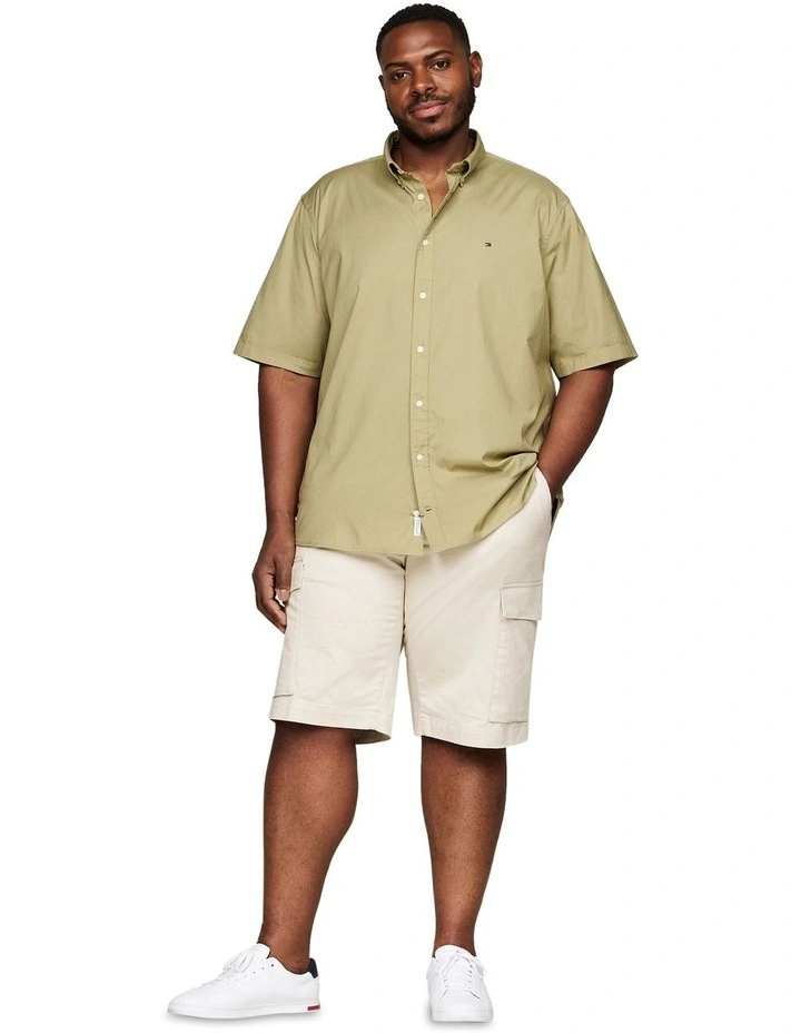 Big & Tall TH Flex Short Sleeve Poplin Shirt in Green image 3