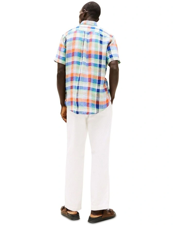 Linen Summer Madras Shirt in Orange image 2