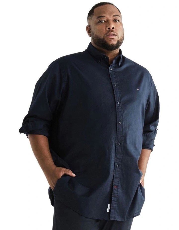 Big and Tall Core Flex Poplin Long Sleeve Shirt in Navy image 1