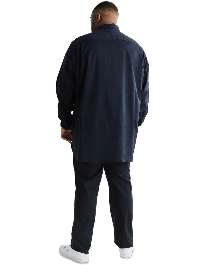 Big and Tall Core Flex Poplin Long Sleeve Shirt in Navy image 2