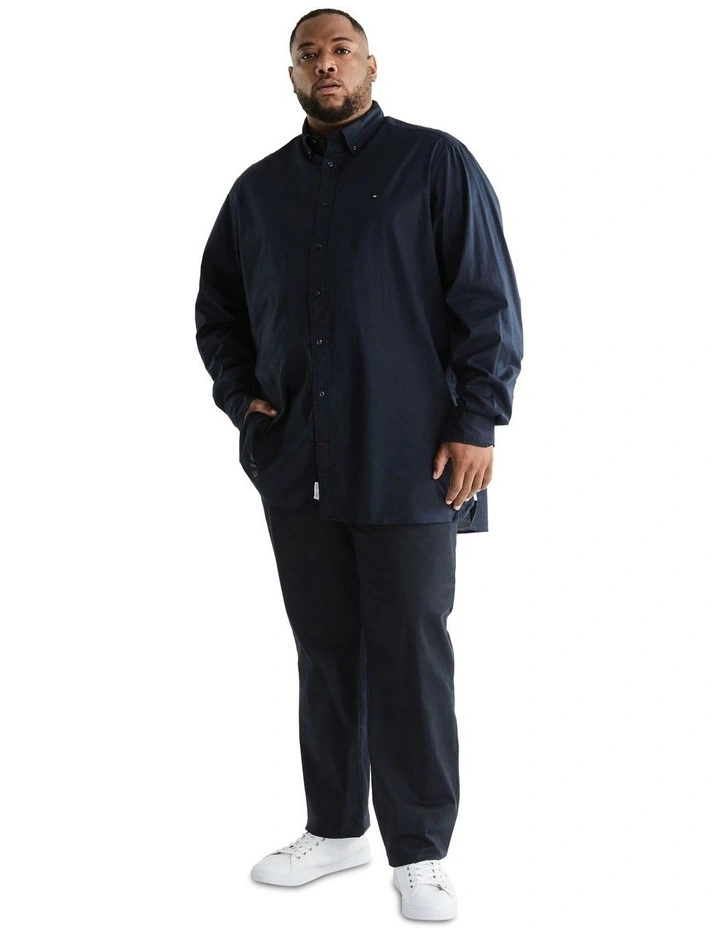 Big and Tall Core Flex Poplin Long Sleeve Shirt in Navy image 3