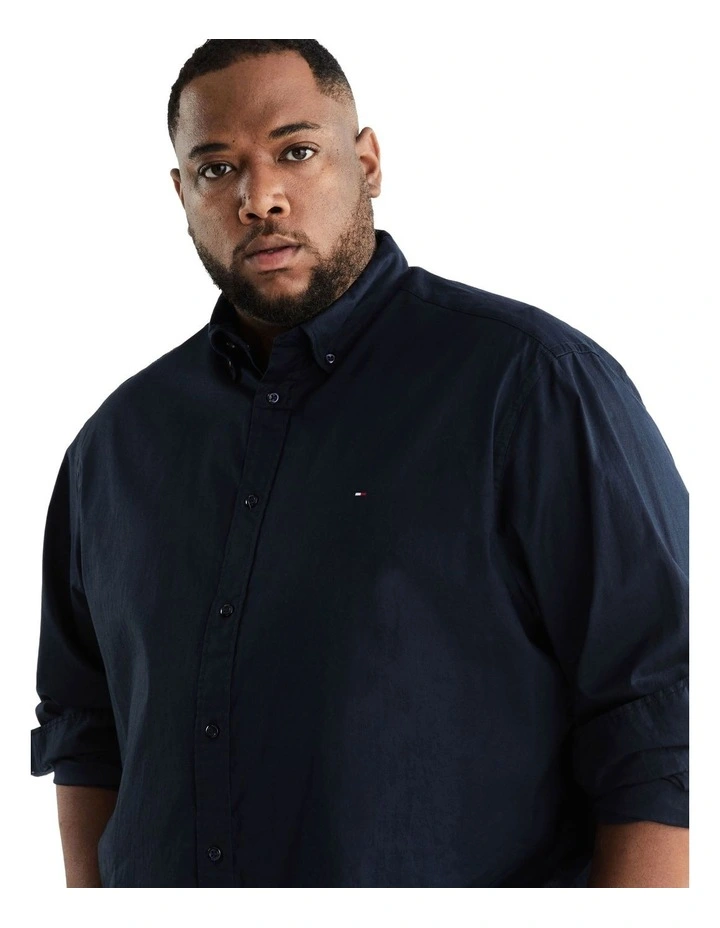 Big and Tall Core Flex Poplin Long Sleeve Shirt in Navy image 4