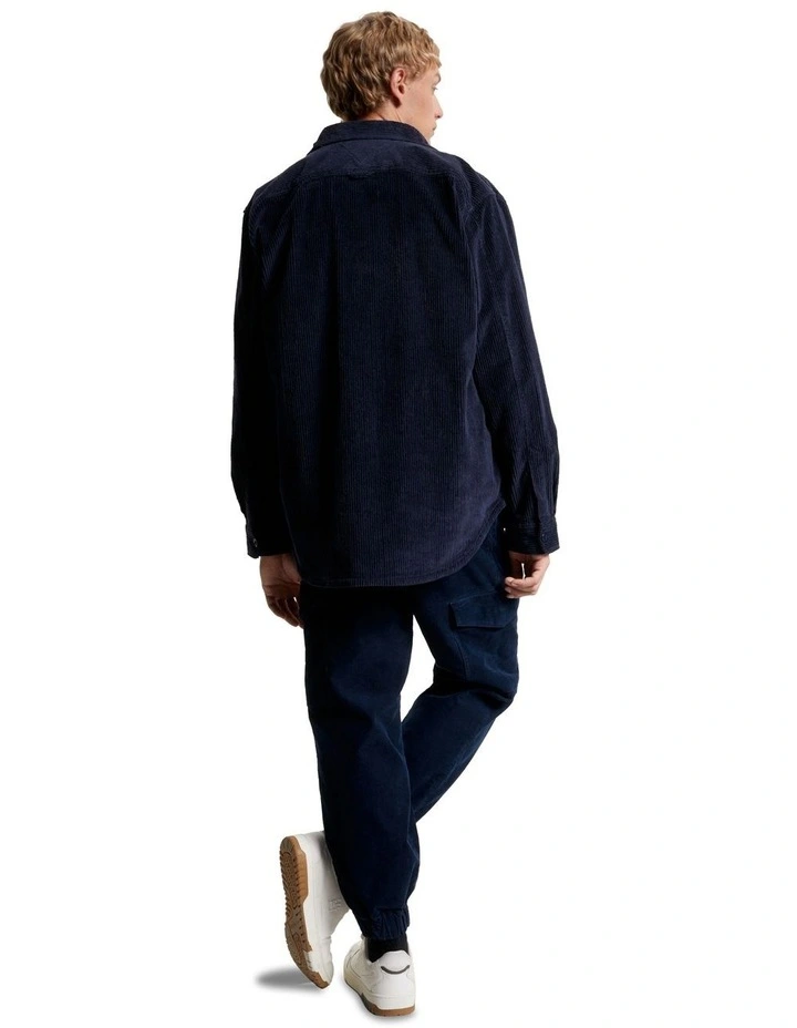 Corduroy Solid Overshirt in Navy image 2