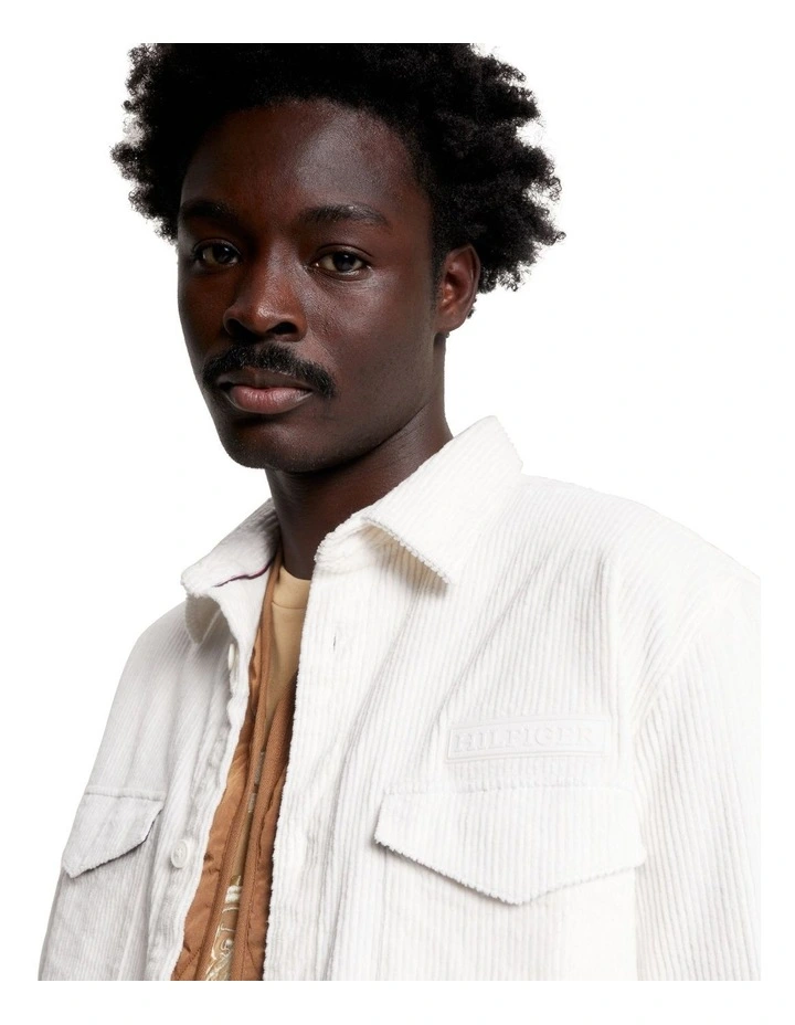 Corduroy Solid Overshirt in White image 4