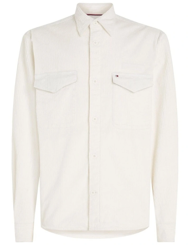 Corduroy Solid Overshirt in White image 5