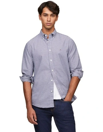 Gingham Regular Fit Oxford Shirt in Navy