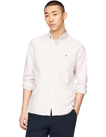 Heritage Stripe Regular Fit Oxford Shirt in Khaki