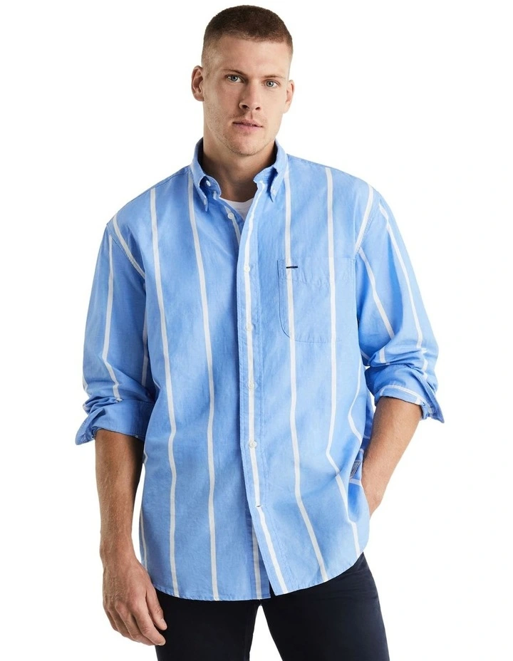 Vertical Stripe Regular Shirt in Blue image 1