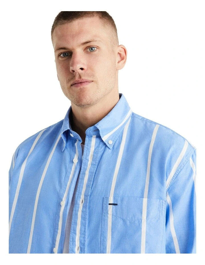 Vertical Stripe Regular Shirt in Blue image 4