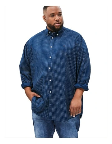 Big and Tall Flex Poplin Polka Dot in Navy