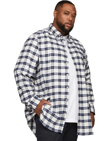 Big and Tall Check Regular Shirt in White