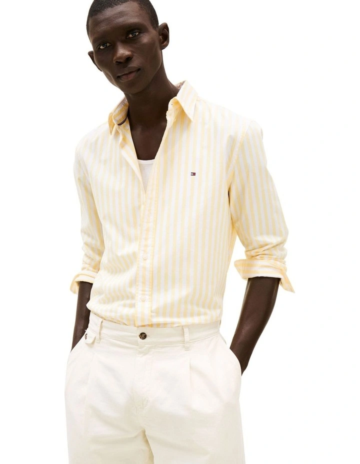 TH Flex Regular Fit Stripe Shirt in Yellow image 1
