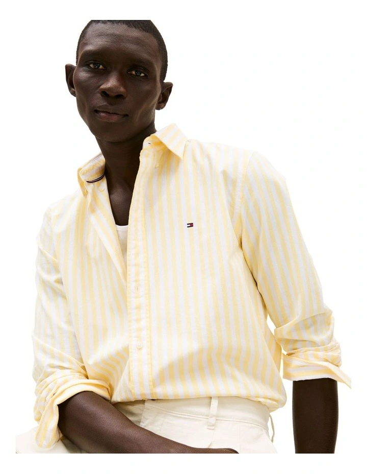 TH Flex Regular Fit Stripe Shirt in Yellow image 3