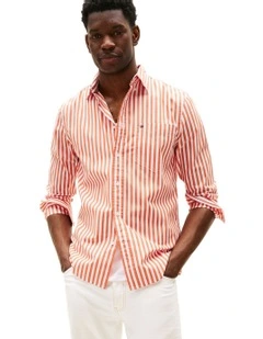 Flex Regular Fit Stripe Shirt in Orange