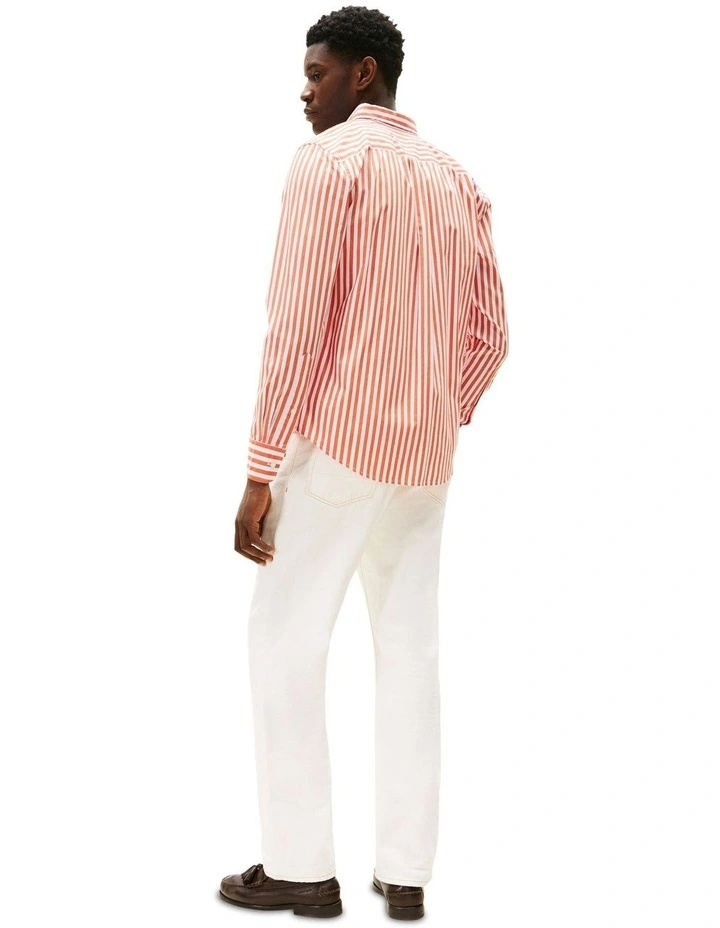 Flex Regular Fit Stripe Shirt in Orange image 2
