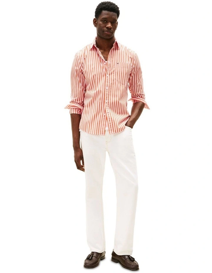 Flex Regular Fit Stripe Shirt in Orange image 4