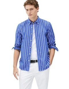 Flex Poplin Wide Stripe Shirt in Blue