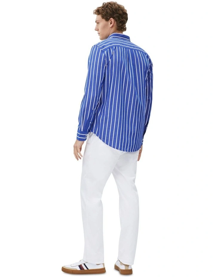 Flex Poplin Wide Stripe Shirt in Blue image 2