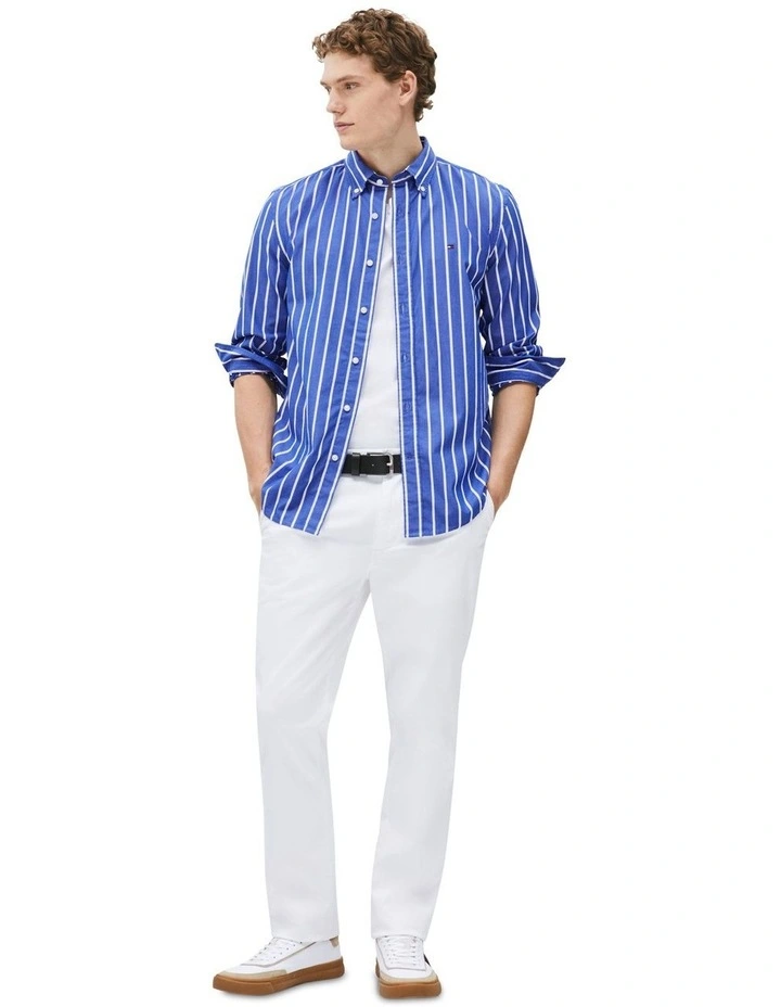 Flex Poplin Wide Stripe Shirt in Blue image 4