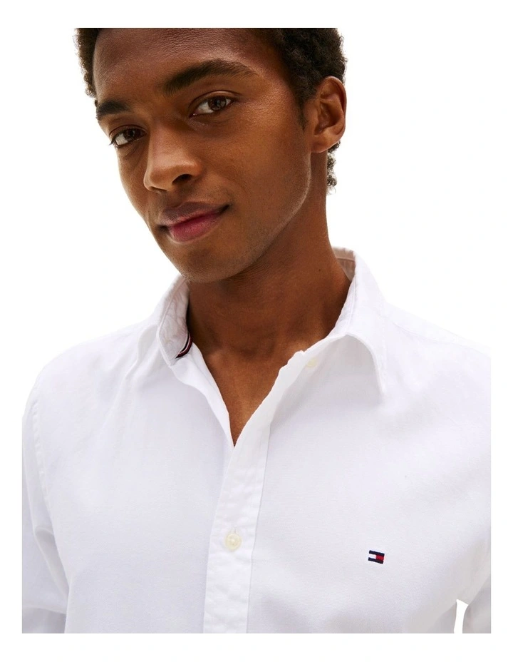 Flex Slim Fit Dobby Shirt in White image 3