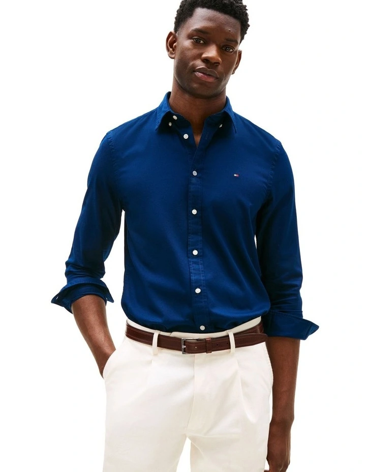 Flex Slim Fit Dobby Shirt in Blue image 1
