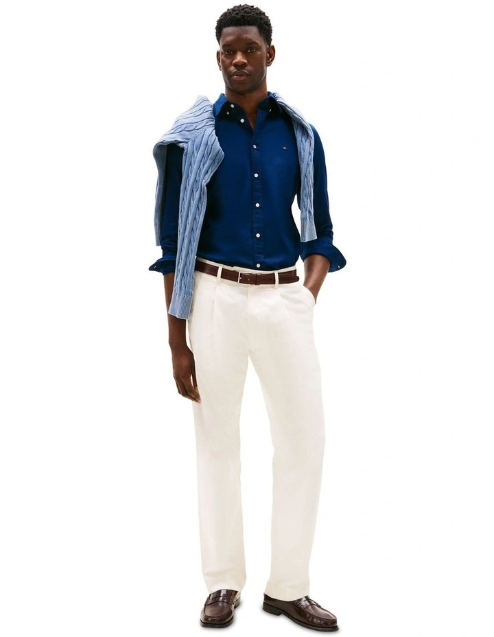 Flex Slim Fit Dobby Shirt in Blue image 4