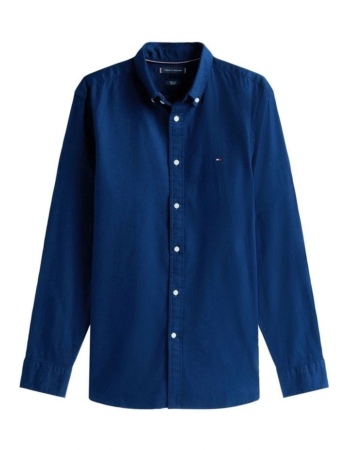 Flex Slim Fit Dobby Shirt in Blue image 5
