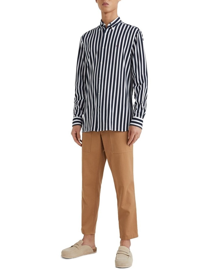 Casual Knitted Bold Stripe Shirt Navy