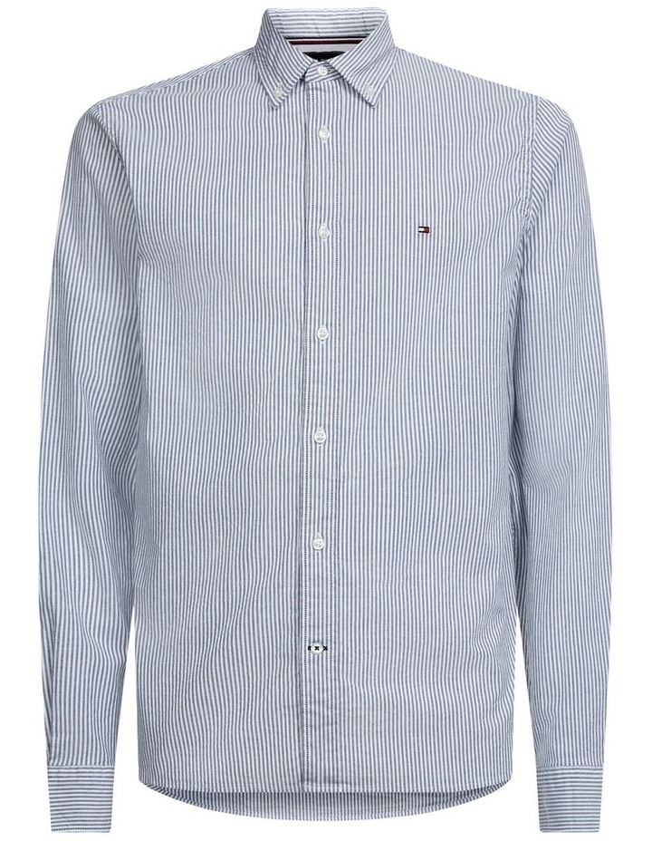 1985 Flex Oxford Stripe Long Sleeve Shirt in Navy/White