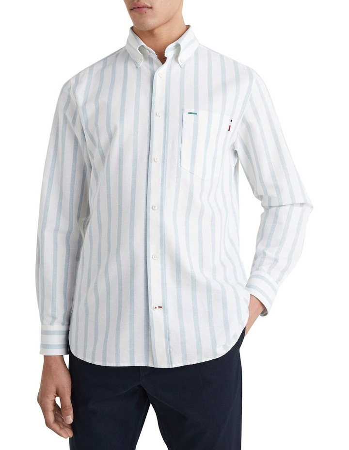 Bold Oxford Stripe Long Sleeve Shirt in Lofty Blue/White