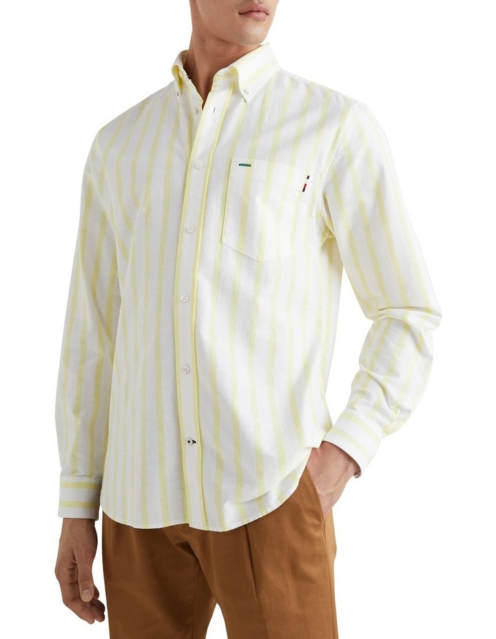 Bold Oxford Stripe Long Sleeve Shirt in Citrus Yellow/White