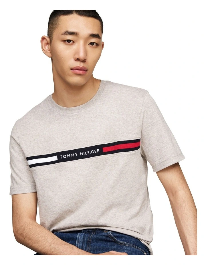 Crew Neck Logo Panel T-shirt in Brown image 4
