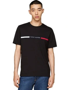 Crew Neck Logo Panel T-shirt in Black