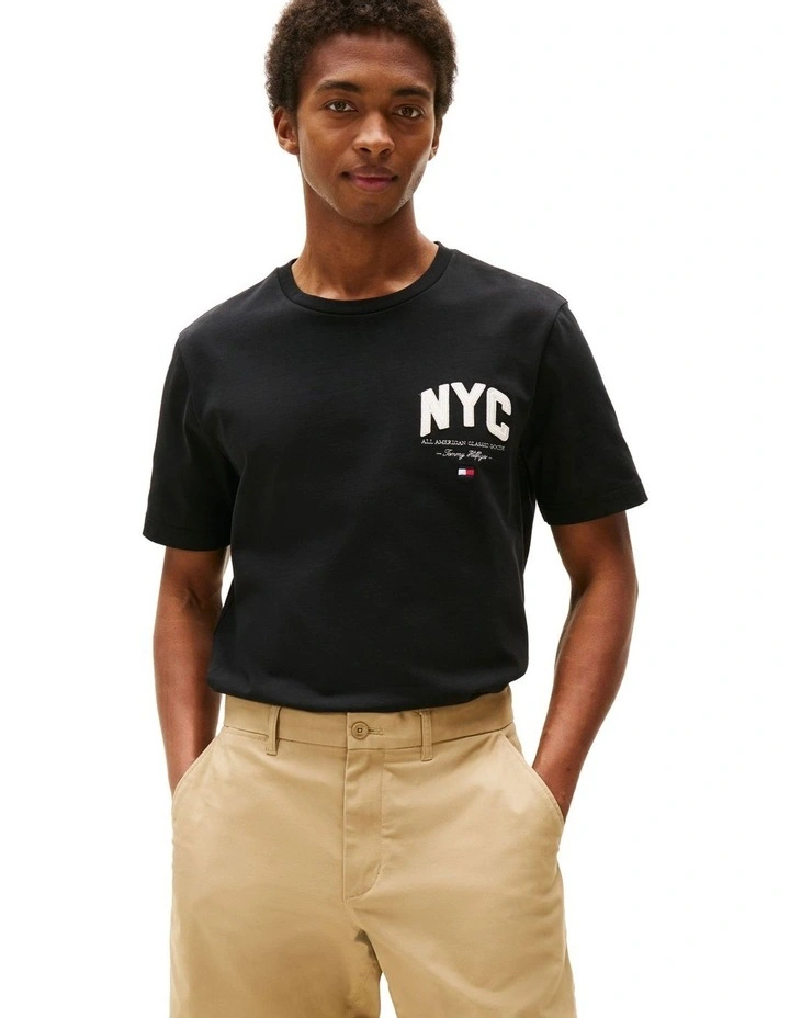 Athleisure Logo Embroidery T-Shirt in Black image 1