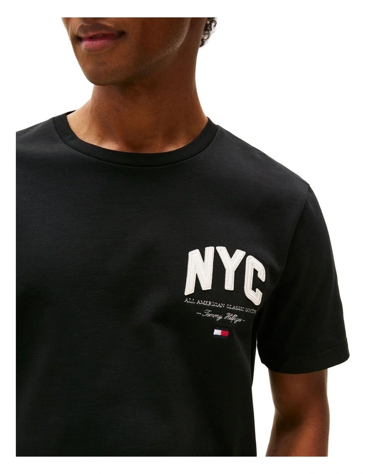 Athleisure Logo Embroidery T-Shirt in Black image 3