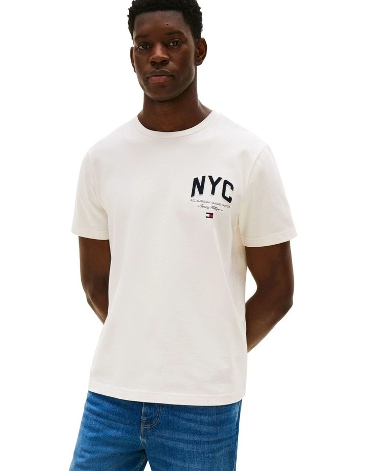 Athleisure Logo Embroidery T-Shirt in White image 1