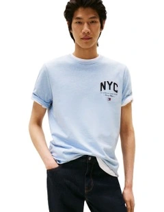 Athleisure Logo Embroidery T-Shirt in Blue