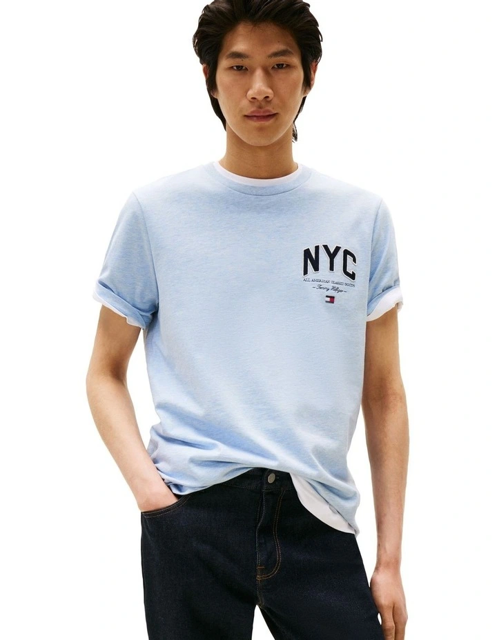 Athleisure Logo Embroidery T-Shirt in Blue image 1