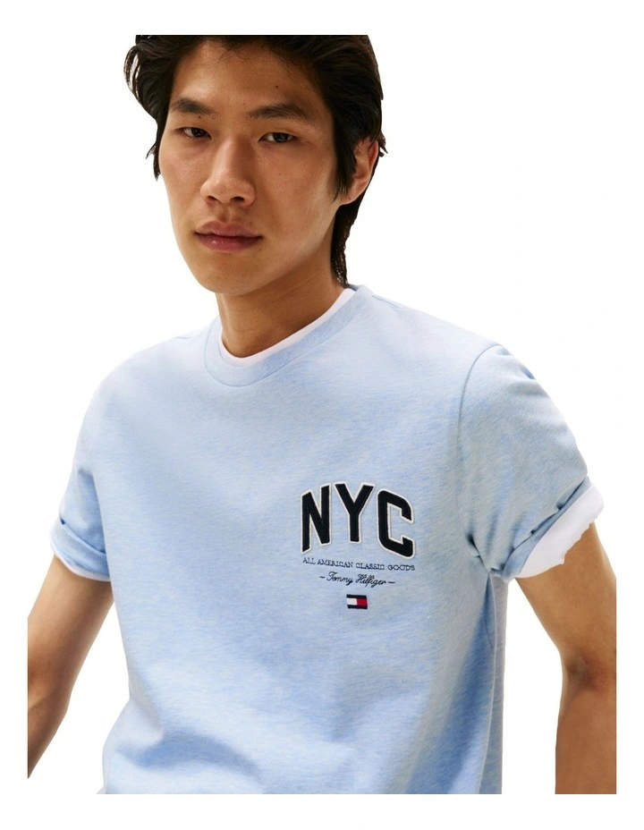 Athleisure Logo Embroidery T-Shirt in Blue image 3