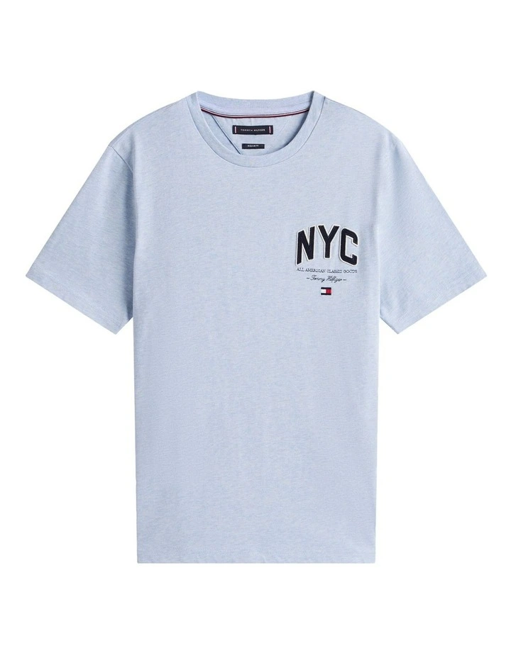Athleisure Logo Embroidery T-Shirt in Blue image 5