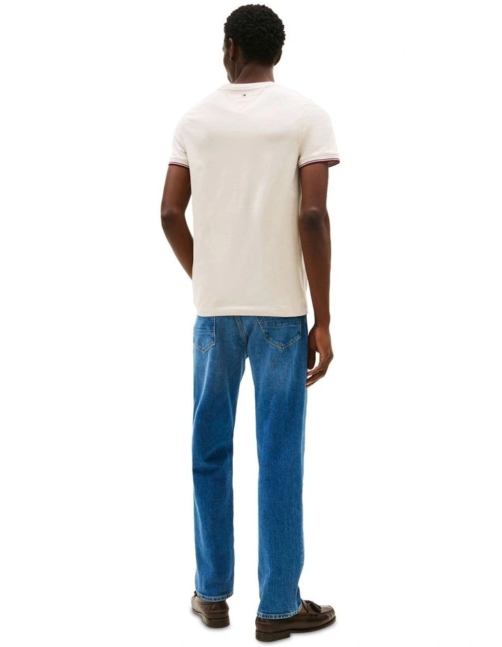 Tipped Cuff Slim T-Shirt in Beige image 2
