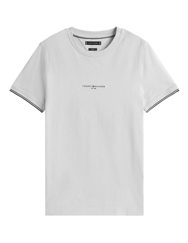Tipped Cuff Slim T-Shirt in Beige image 5