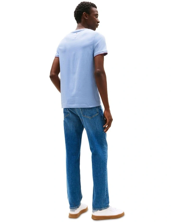 Tipped Cuff Slim T-Shirt in Blue image 2
