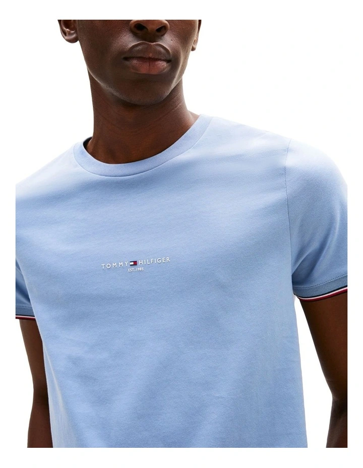Tipped Cuff Slim T-Shirt in Blue image 3