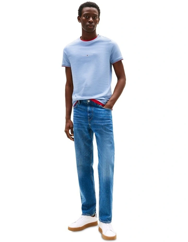 Tipped Cuff Slim T-Shirt in Blue image 4