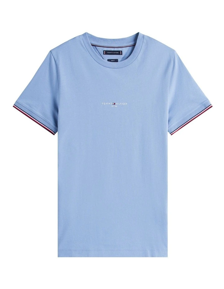 Tipped Cuff Slim T-Shirt in Blue image 5